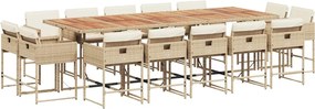 vidaXL Set mobilier de grădină cu perne, 15 piese, bej, poliratan