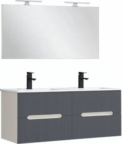 Trent Mobilier de baie 120 cm lavoar ceramic cu oglindă 60x120 cm alb-antracit gri