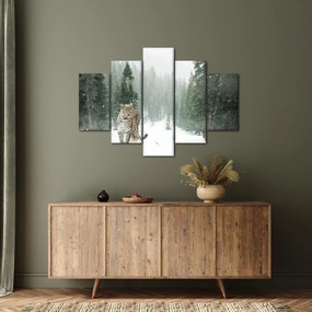 Tablou cu leopard în zăpadă (150x105 cm)