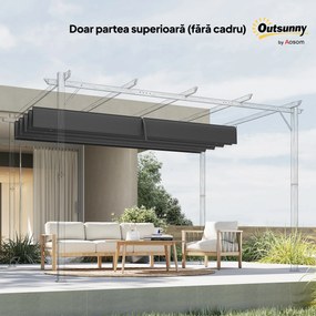 Outsunny Copertină Retractabilă UV30+ pentru Pergolă 3x2.15m Protecție Solară Gri Închis | Aosom Romania
