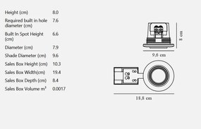 Spot incastrabil pentru baie IP44 Umberto nickel