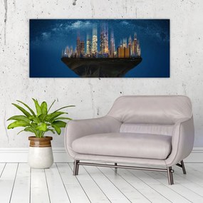 Tablou - Metropola plutind în spațiu (120x50 cm)