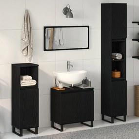 vidaXL Set de Mobilier pentru Baie 3 Piese Stejar Negru din Lemn Ingineresc
