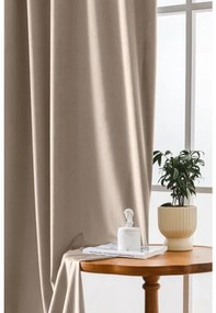 Perdea opaca bej deschis VELVET 140x250 cm Agatat: Inele metalice