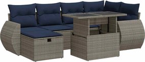 vidaXL Set canapele de grădină cu perne, 7 piese, gri, poliratan
