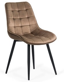 Scaun living elegant din catifea cu bază metalică BUC 206 maro