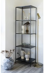 Raft Vita cu 5 rafturi, negru, cu cadru negru, 51x36x170 cm