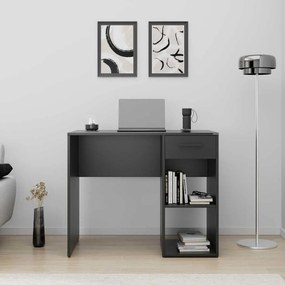 Birou Modern Adore Concept cu Sertar și 2 Rafturi, Alb - Maro - Stejar - Antracit, 90x52x75 cm