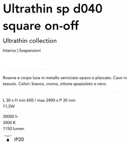 Pendul LED minimalist Ultrathin sp d040 square on-off alama
