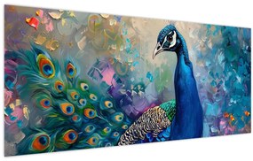 Tablou - Pictura de un păun (120x50 cm)