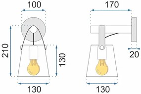 Aplică de design realizată din lemn și metal Alb