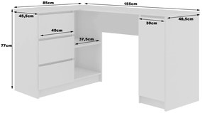 Masă PC de colț Bevin (stejar sonoma + alb) (S). 1068964
