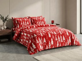 Lenjerie cocolino CHRISTMAS TREES rosu Dimensiune lenjerie de pat: 2 buc 70 x 90 cm | 200 x 220 cm