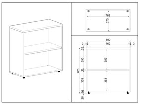 Dulap jos SimpleOffice 80 x 40 x 80 cm, cireș