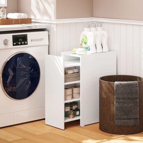 HOMCOM Mobilier de baie compact și îngust cu sertar pe role, 3 compartimente, 47 x 30 x 66,5 cm, alb | Aosom Romania