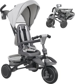 AIYAPLAY Tricicletă Copii 6 în 1, Cărucior și Bicicletă, 1-5 Ani, Max. 25 kg, Pliabilă cu Scaun Rotativ, Copertină, Gri | Aosom Romania