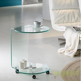 Masuta living cu roti si sticla curbata Glass Round SV-552672