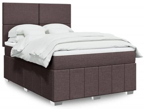 vidaXL Pat box spring cu saltea, maro închis, 140x200 cm, textil