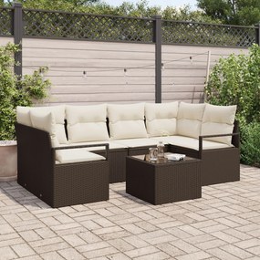 vidaXL Set de canapele pentru grădină 7 pcs Maro și Crem
