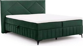 Pat boxspring Wasil 160x200 cu spațiu de depozitare - catifea verde hidrofobă Element 12