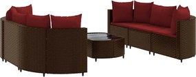 vidaXL Set canapele de grădină cu perne, 7 piese, maro, poliratan