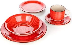 BANQUET Set de masă ceramic SPIRAL RED 30 piese