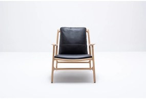 Fotoliu negru-natural cu tapițerie din piele Dedo – Gazzda