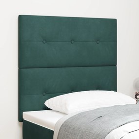 vidaXL Tăblie de pat capitonată cu nasturi, verde închis 90 cm catifea