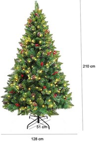 Brad artificial, cu 320 LED-uri, alb cald-210 cm