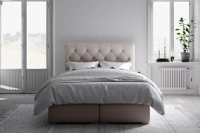 Pat matrimonial Boxspring 160 cm Ronda (crem) (cu sp. depozitare). 1020372