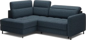 Colțar albastru extensibil/cu spațiu de depozitare cu tapițerie din catifea (cu colț pe partea stângă/în formă de ”L”) Barea – ELTAP