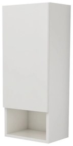 Corp Baie Zed, Suspendat, 1 Usa, Alb lucios/Alb, MDF, L 30 x l 22 x 72 cm