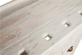 Banc de tamplar, L116 63 H90 cm, 4 sertare, alb antic, lemn masiv