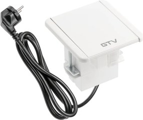 Priză încorporabilă în blat Flip GTV, 1 priză Schuko, 2 x USB A, HDMI, RJ45, alb, 92 x 98 mm L:92 mm; l:98 mm, Aluminiu/Plastic, Alb