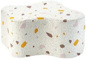 Puf de copii alb cu tapițerie din țesătură bouclé/cu tapițerie din chenille Terrazzo Cloud – Wigiwama