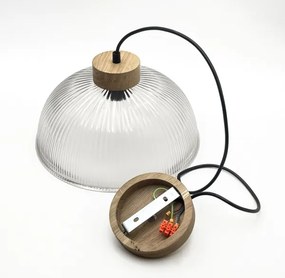Suspensie pe cablu PIA, 1xE27/60W/230V, Ø 30 cm, finisaj stejar