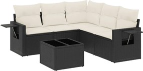 vidaXL Set mobilier de grădină cu perne, 6 piese, negru, poliratan