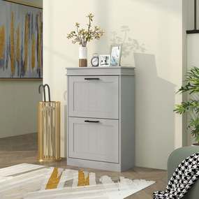 HOMCOM Mobilier pentru depozitare a pantofilor, 2 uși rabatabile, rafturi reglabile, pentru intrare, coridor, 54 x 24 x 82,5 cm, gri | Aosom Romania