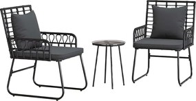 vidaXL Set de masă pentru grădină 3 pcs Negru și antracit poliratan