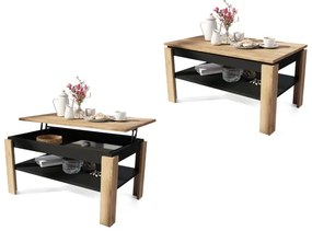 Masă de conferință extensibilă ADEN, blat rabatabil, stejar craft/negru