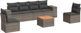 vidaXL Set canapele de grădină, 7 piese, cu perne, gri, poliratan
