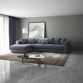 Colțar extensibil dumonde cu ladă de depozitare si sezut confortabil din spuma high-density, Gloria Ambience Gri II 320x183 cm