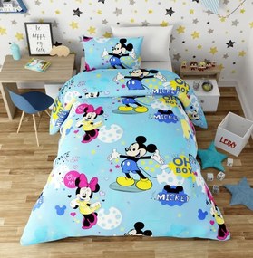 Lenjerie de pat copii Mikey & Minnie albastru /160x200 cm dimensiune standard
