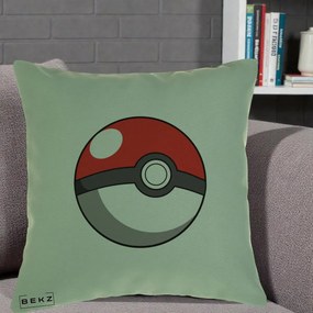 Perna Personalizata Pokeball Rosie, 40x40 cm, Verde, Husa Detasabila, Perna Inclusa, BEKZ®