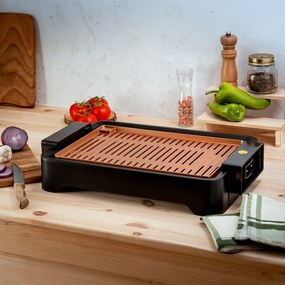 Gratar fara fum Oliver Voltz OV51015L, 1500W, 37x24 cm, Strat antiaderent, Negru/Portocaliu