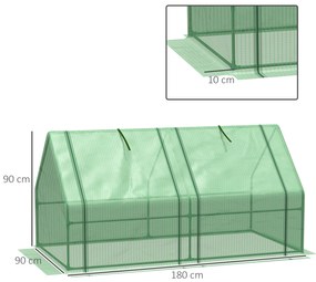 Outsunny Mini Sera Portabila de 180x90x90cm pentru Gradina, cu Usi Mari cu Fermoar si Acoperis din PE pentru protectie impotriva Apei/UV, Verde