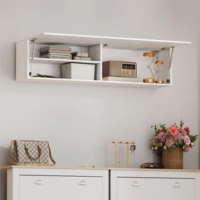HOMCOM Dulap de Baie Montat pe Perete, Dulap Suspendat Modern cu Ușă Soft Close, 2 Compartimente și Raft Reglabil, pentru Living și Hol, Economisire Spațiu, 120x23x30 cm, Alb | Aosom Romania