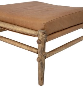 Taburet din piele de bivol și lemn de mango, natur, L84 cm, Aysia