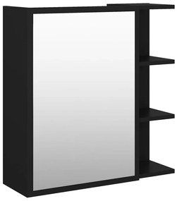 803309 vidaXL Dulap de baie cu oglindă, negru, 62,5 x 20,5 x 64 cm, PAL
