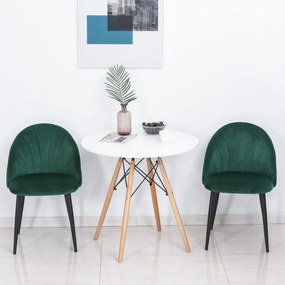 HOMCOM Set de 2 Scaune Căptușite fără Cotiere, Scaune pentru Sufrageri sau Bucatarie, 50x54x80 cm, Verde | Aosom Romania